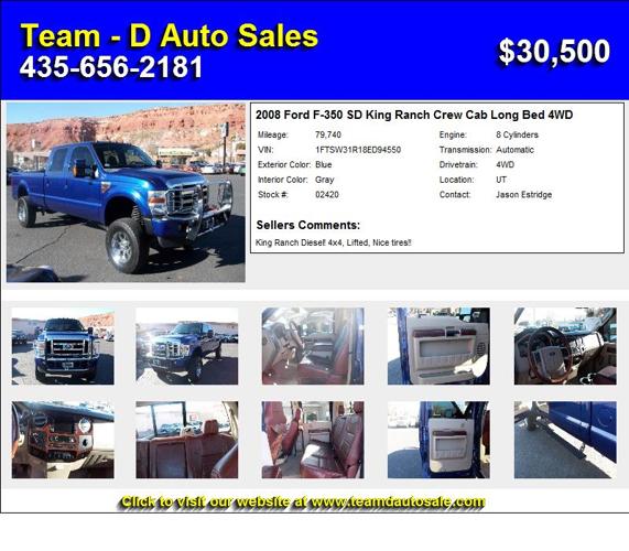 2008 Ford F-350 SD King Ranch Crew Cab Long Bed 4WD - Used Cars 84770