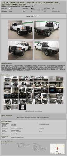2008 Gmc 3500 4X4 V8 Diesel Automatic Flat Bed Crew Cab
