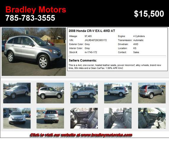 2008 Honda CR-V EX-L 4WD AT - Hurry In Today