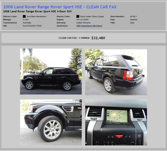 2008 Land Rover Range Rover Sport Hse - Clean Car Fax