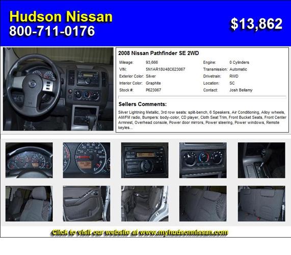 2008 Nissan Pathfinder SE 2WD - Call to Schedule your Test Drive