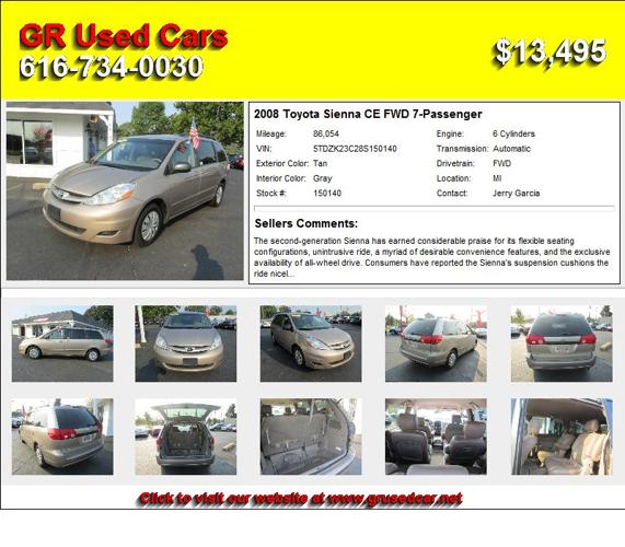 2008 Toyota Sienna CE FWD 7-Passenger - Wont Last at this Price