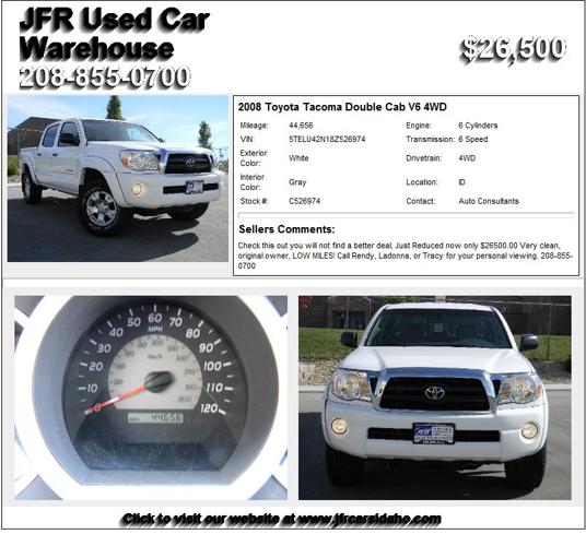 2008 Toyota Tacoma Double Cab V6 4WD - New Home Needed