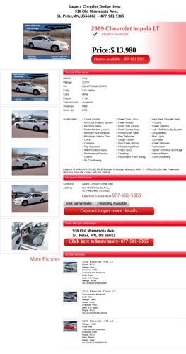 2009 chevrolet impala lt finance available 9751 6 cyl.