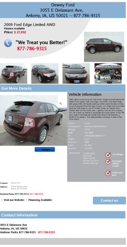 2009 ford edge limited awd finance available 11t1204 34324
