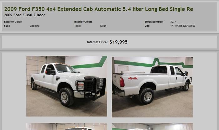 2009 Ford F350 4X4 Extended Cab Automatic 5.4 Liter Long Bed Single Re