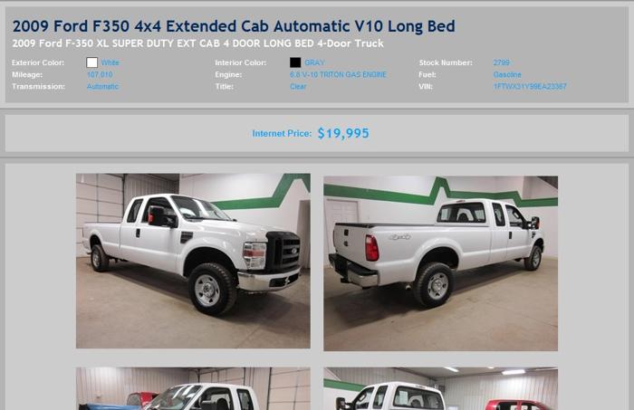 2009 Ford F350 4X4 Extended Cab Automatic V10 Long Bed