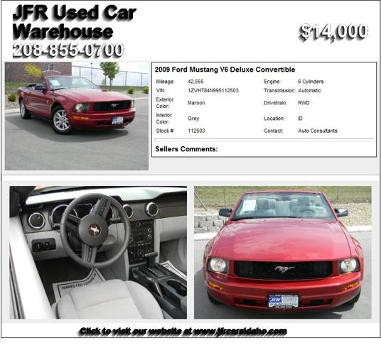 2009 Ford Mustang V6 Deluxe Convertible - Call to Schedule your Test Drive