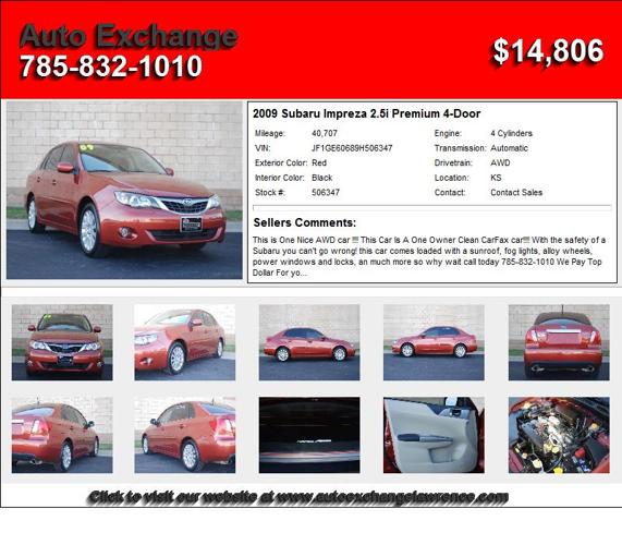 2009 Subaru Impreza 2.5i Premium 4-Door - Priced to Sell