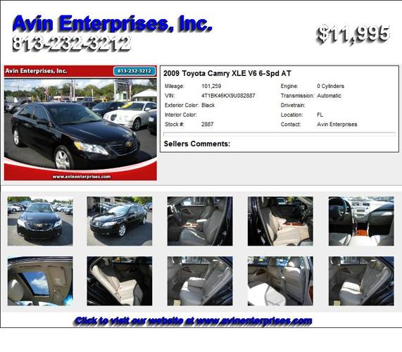 2009 Toyota Camry XLE V6 6-Spd AT - Cars For Sale FL