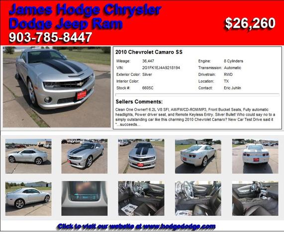 2010 Chevrolet Camaro SS - Hurry In Today