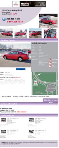2010 chevrolet impala lt great condition a1132308 red