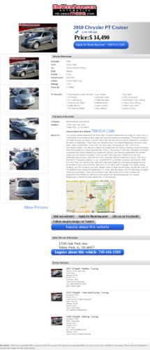 2010 chrysler pt cruiser low mileage f10089a 2266