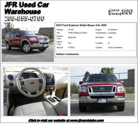 2010 Ford Explorer Eddie Bauer 4.0L 4WD - Priced to Move
