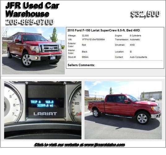 2010 Ford F-150 Lariat SuperCrew 6.5-ft. Bed 4WD - Call to Schedule your Test Drive