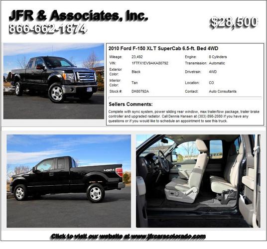 2010 Ford F-150 XLT SuperCab 6.5-ft. Bed 4WD - Needs New Owner