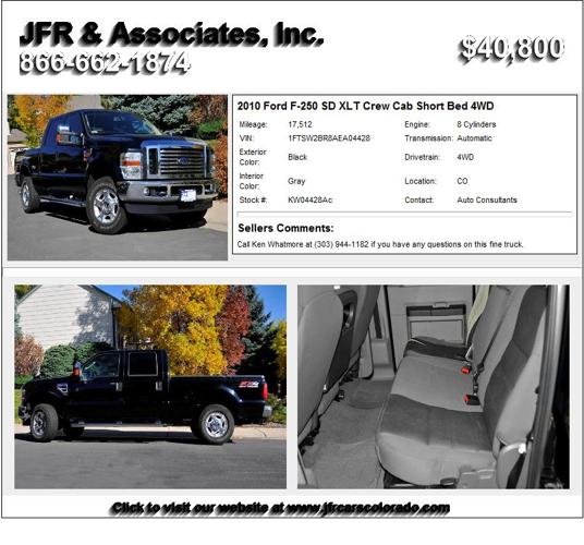 2010 Ford F-250 SD XLT Crew Cab Short Bed 4WD - Take me Home
