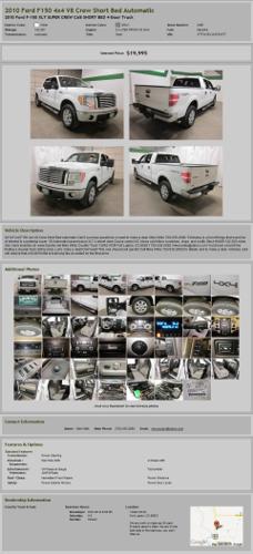 2010 Ford F150 4X4 V8 Crew Short Bed Automatic