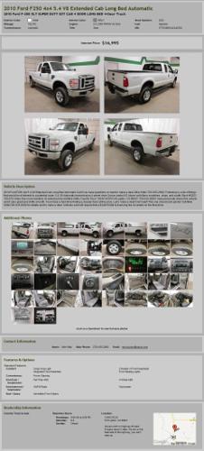 2010 Ford F250 4X4 5.4 V8 Extended Cab Long Bed Automatic