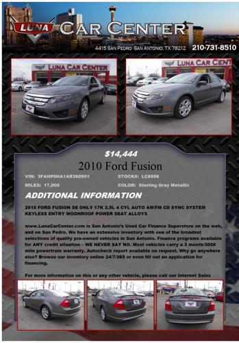 ?2010 Ford Fusion 17000 miles Sterling Gray Metallic ?