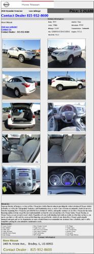 2010 hyundai veracruz low mileage p8110 gray