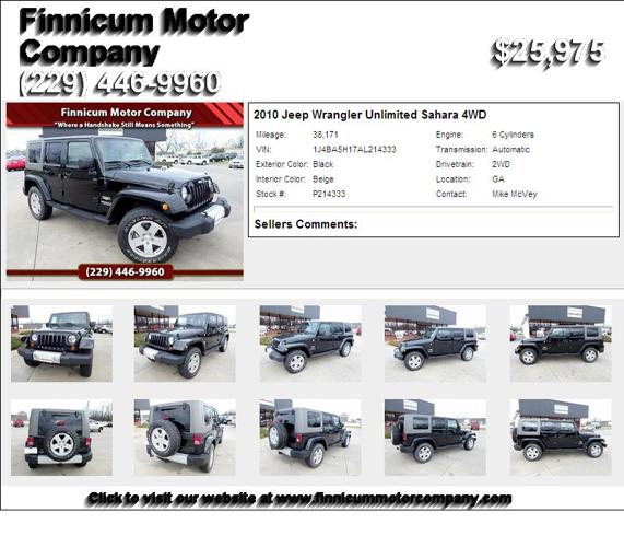 2010 Jeep Wrangler Unlimited Sahara 4WD - Stop Shopping and Buy Me