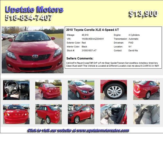 2010 Toyota Corolla XLE 4-Speed AT - Cars For Sale NY