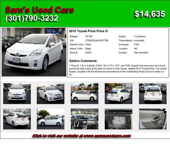 2010 Toyota Prius Prius III - Satisfaction Guaranteed