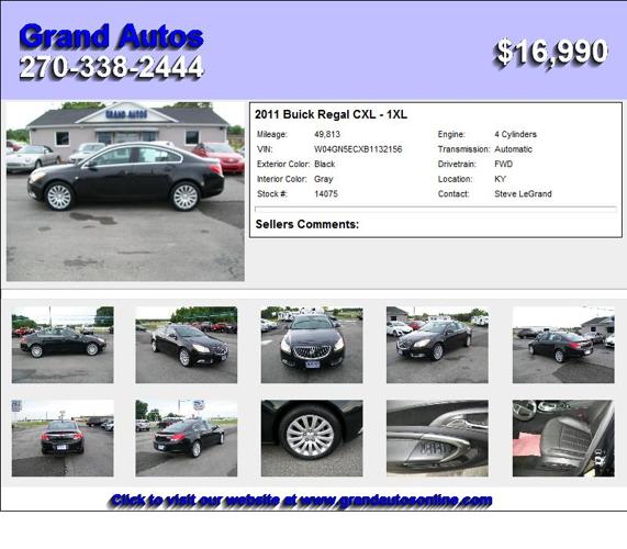 2011 Buick Regal CXL - 1XL - Call For More Information