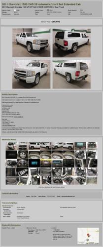 2011 Chevrolet 1500 2Wd V8 Automatic Short Bed Extended Cab