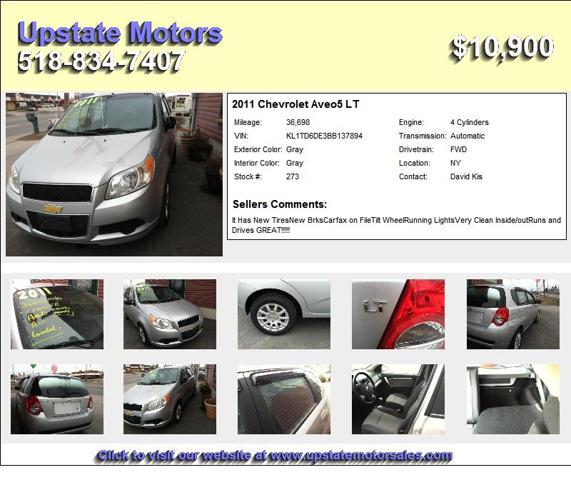 2011 Chevrolet Aveo5 LT - Call Now 518-834-7407