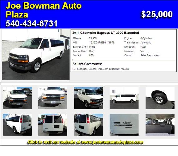 2011 Chevrolet Express LT 3500 Extended - Priced to Move