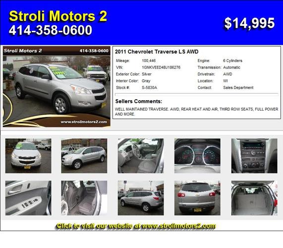 2011 Chevrolet Traverse LS AWD - Must Sell
