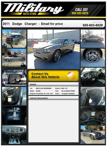 ?2011 Dodge Charger Se w/Custom 22s ? ACTIVE DUTY ARMY - $O DOWN?