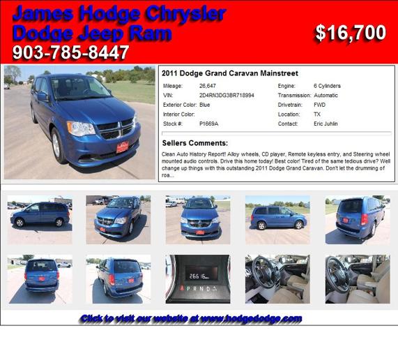 2011 Dodge Grand Caravan Mainstreet - Call to Schedule your Test Drive
