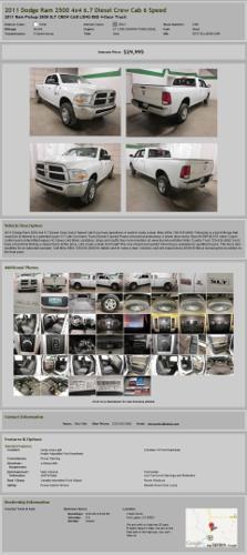 2011 Dodge Ram 2500 4X4 6.7 Diesel Crew Cab 6 Speed
