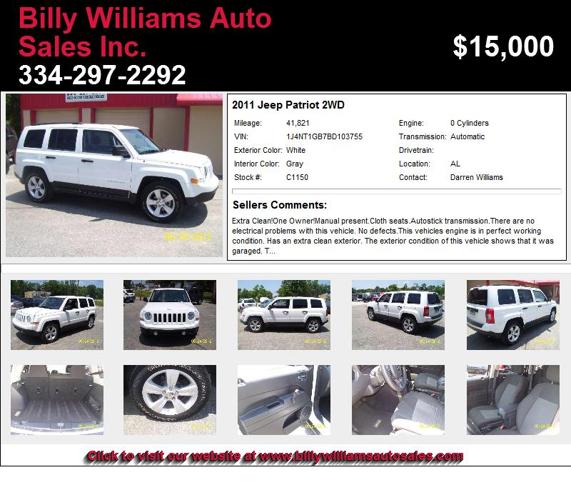 2011 Jeep Patriot 2WD - Needs New Home