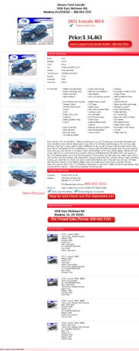 2011 lincoln mkx certified hurray won't last... d3037 charcoal black