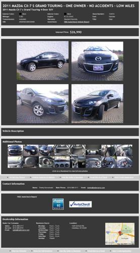 2011 Mazda Cx-7 S Grand Touring - One Owner - No Accidents - Low Miles