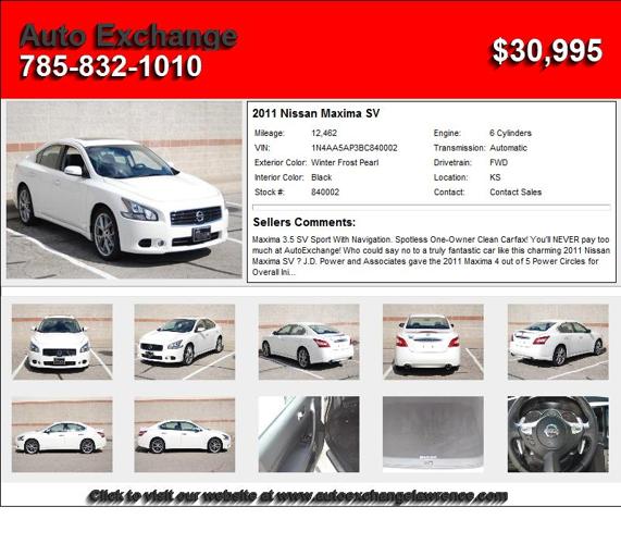 2011 Nissan Maxima SV - This is the one you have been looking for