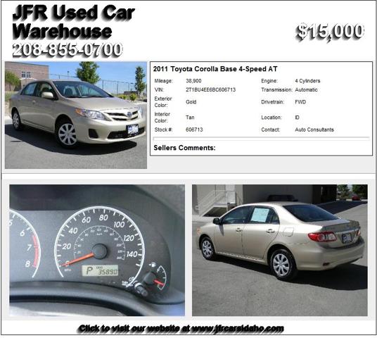 2011 Toyota Corolla Base 4-Speed AT - Look No More