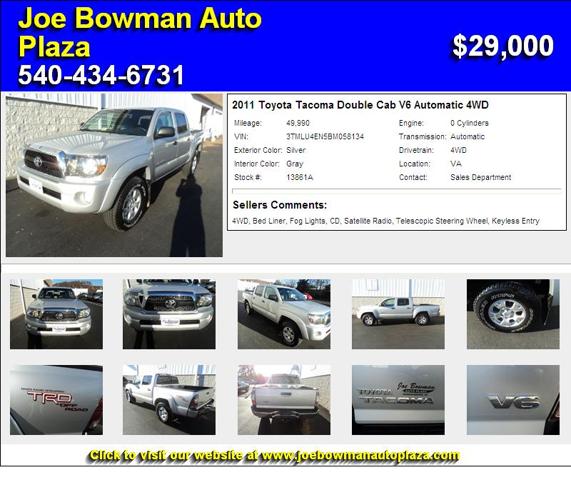 2011 Toyota Tacoma Double Cab V6 Automatic 4WD - Priced to Sell