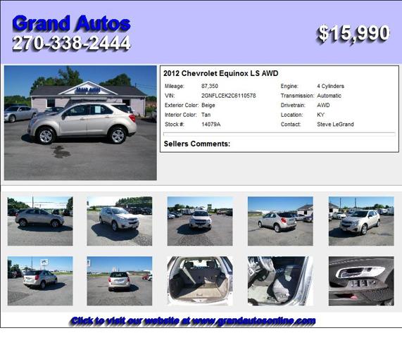 2012 Chevrolet Equinox LS AWD - Call Now 270-338-2444