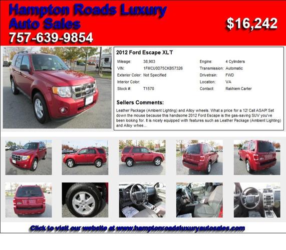 2012 Ford Escape XLT - Cars For Sale