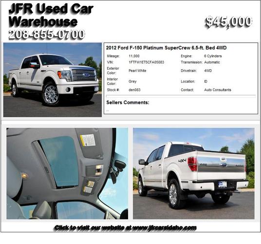 2012 Ford F-150 Platinum SuperCrew 6.5-ft. Bed 4WD - Your Search Stops Here