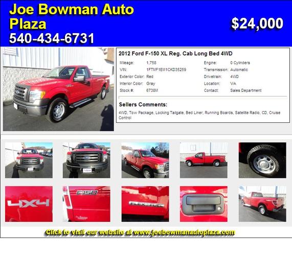 2012 Ford F-150 XL Reg. Cab Long Bed 4WD - Hurry Wont Last Long