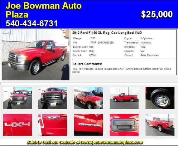 2012 Ford F-150 XL Reg. Cab Long Bed 4WD - One of a Kind