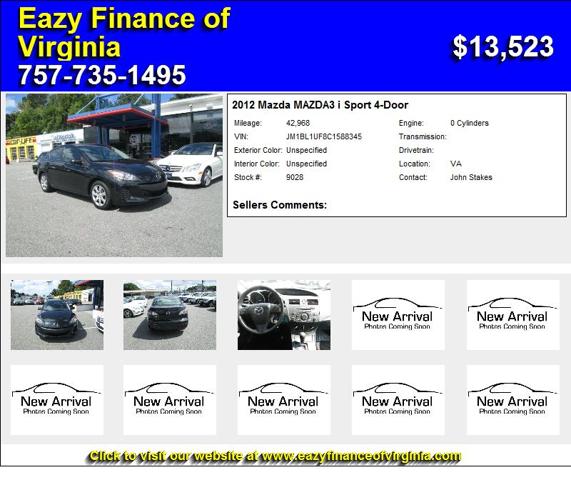 2012 Mazda MAZDA3 i Sport 4-Door - Give us a Call 757-735-1495