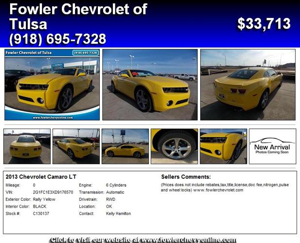 2013 Chevrolet Camaro LT - Must Liquidate