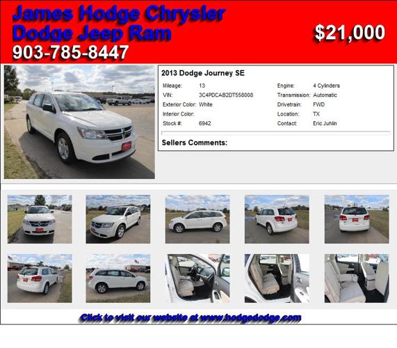 2013 Dodge Journey SE - Hurry In Today